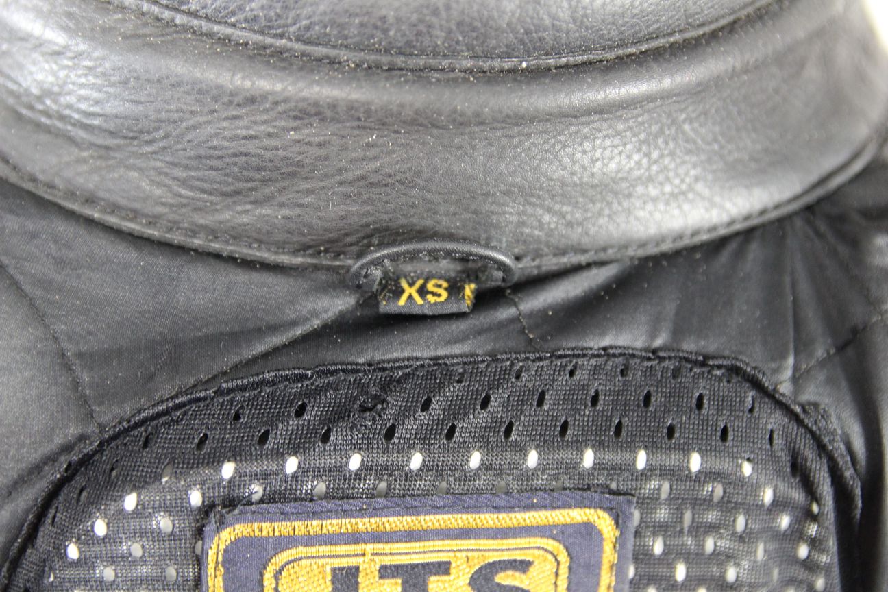 JTS LADIES BLACK LEATHER BIKER JACKET WITH BACK PROTECTOR SIZE XS 32-34 IN CHEST