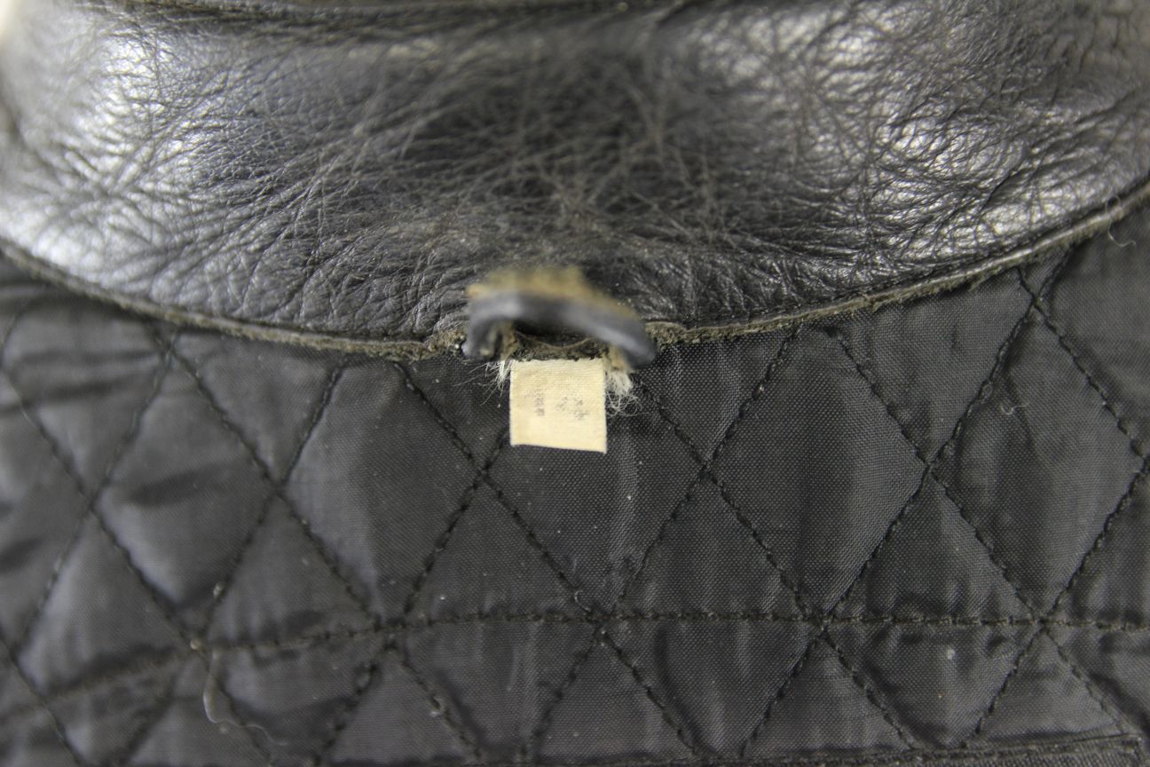 RIDER BLACK LEATHER BIKER JACKET WITH BACK PAD: SIZE 14/36-38"/EUROPEAN SIZE 40