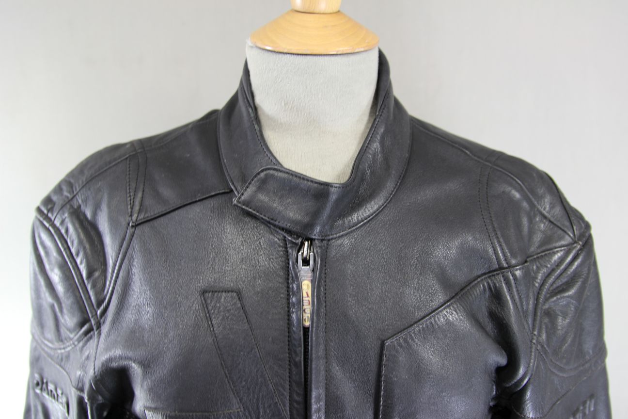 DAMEN EVO2 BLACK LEATHER BIKER JACKET 42 INCH