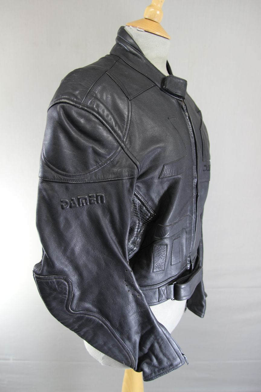 DAMEN EVO2 BLACK LEATHER BIKER JACKET 42 INCH