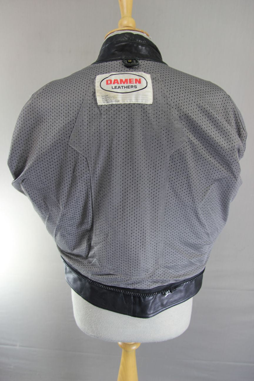DAMEN EVO2 BLACK LEATHER BIKER JACKET 42 INCH