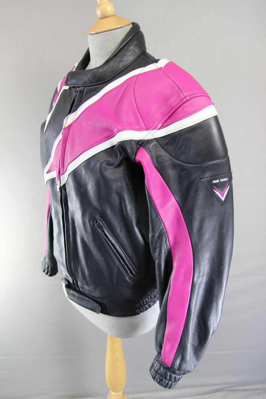 FRANK THOMAS COWHIDE LEATHER ARMASPORT BIKER JACKET WITH BACK PROTECTOR 40 INCH