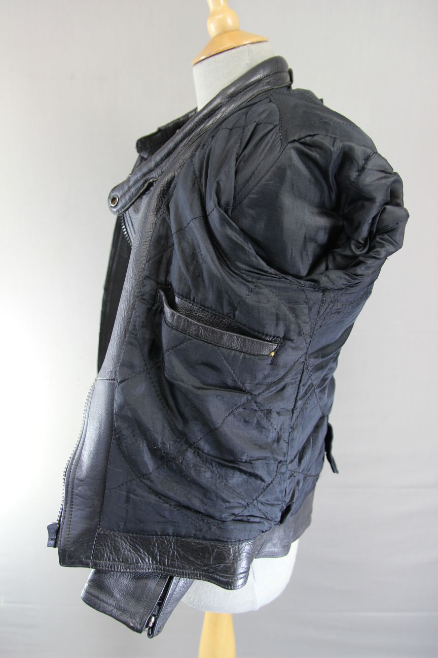 DYNAMIC LEATHERS CLASSIC BLACK BIKER JACKET: SIZE 14 36-38 INCH CHEST