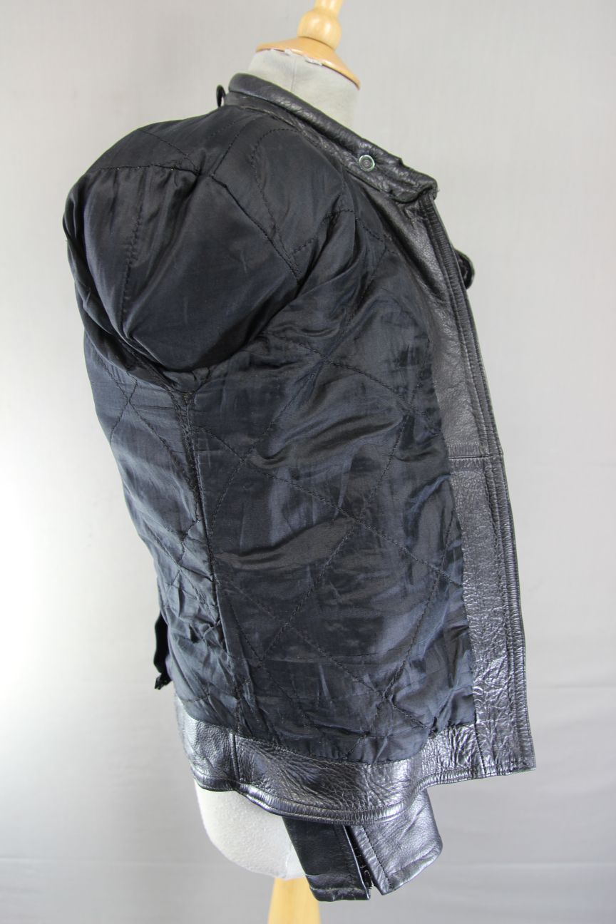 DYNAMIC LEATHERS CLASSIC BLACK BIKER JACKET: SIZE 14 36-38 INCH CHEST
