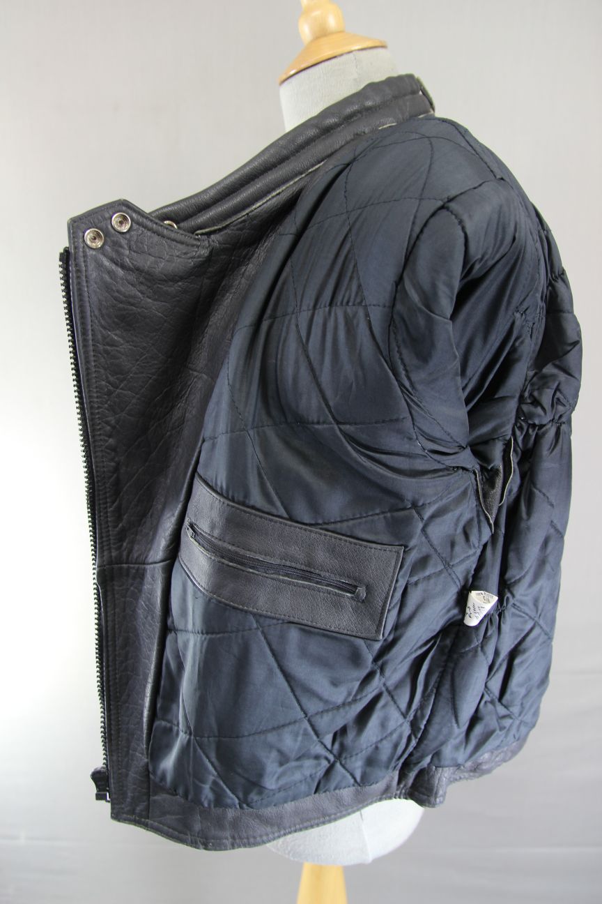 APACHE LEATHERS CLASSIC BLACK BIKER JACKET: SIZE 14 36-38 INCH CHEST