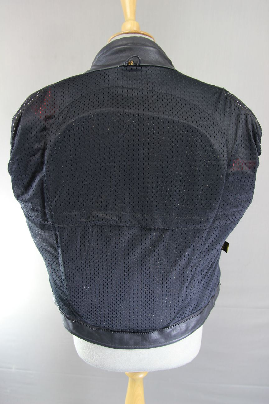 VINTAGE 80'S BLACK, RED & CREAM UVEX SPORTSTYLE LEATHER BIKER JACKET 40-42 INCH