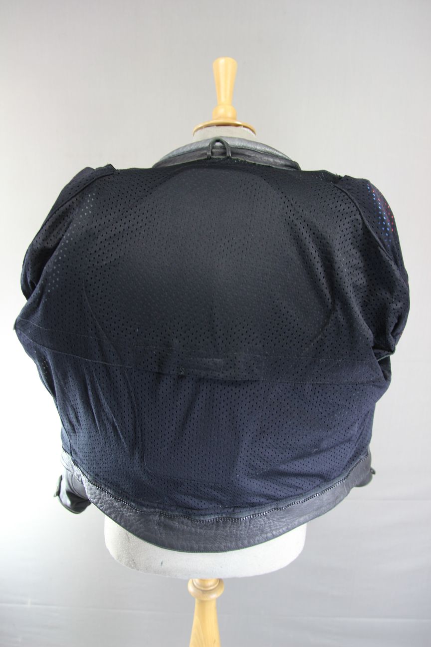 PROTO BLACK & SILVER LEATHER KEVLAR REINFORCED BIKER JACKET WITH PROTECTORS 40IN