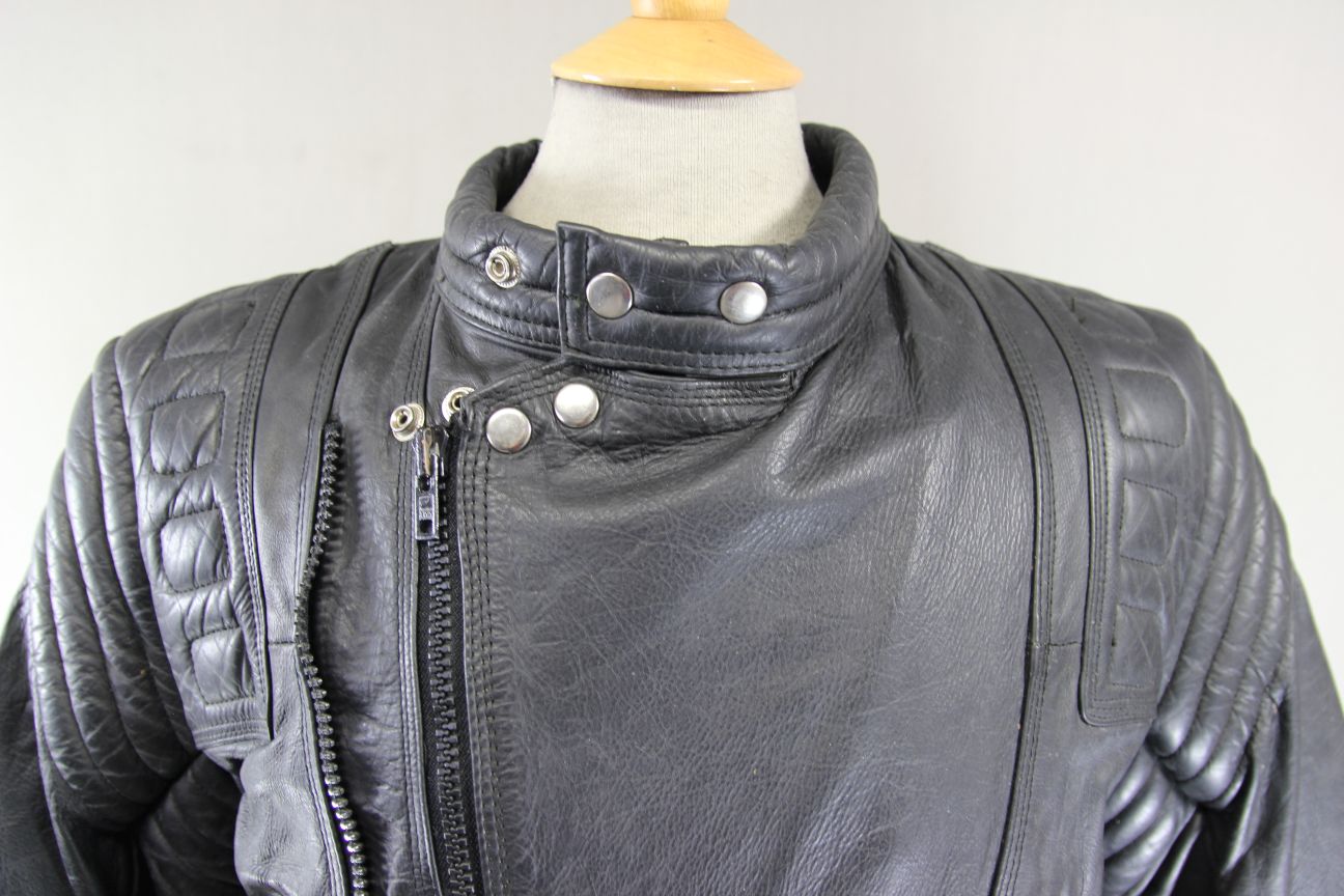 DYNAMIC LEATHER CLASSIC BLACK COWHIDE BIKER JACKET + THINSULATE 3M LINING 42-44"