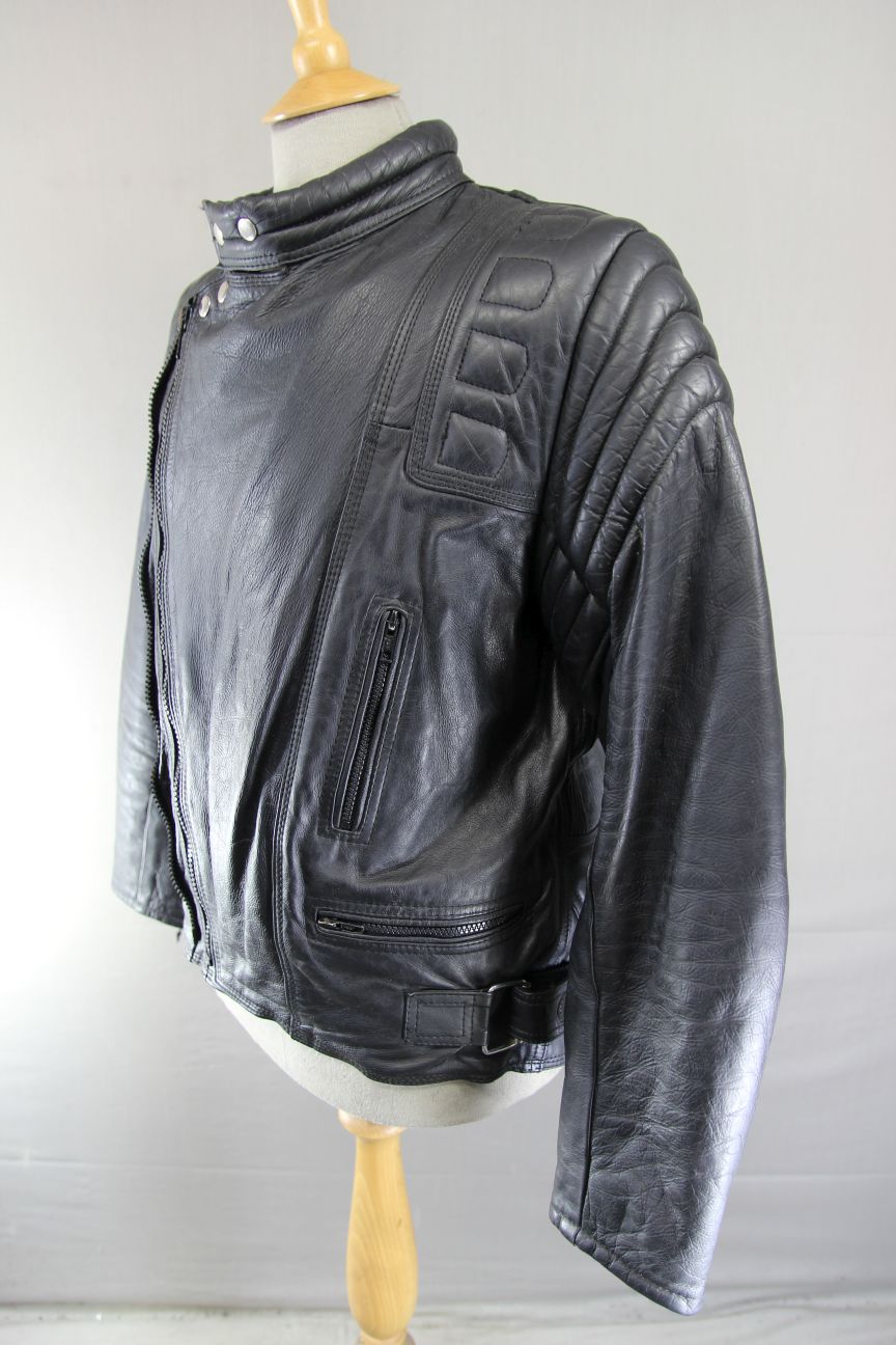 DYNAMIC LEATHER CLASSIC BLACK COWHIDE BIKER JACKET + THINSULATE 3M LINING 42-44"