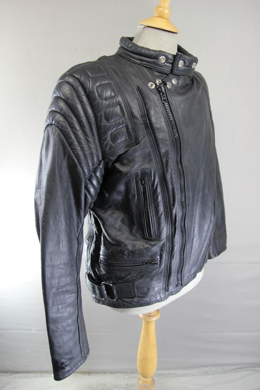 DYNAMIC LEATHER CLASSIC BLACK COWHIDE BIKER JACKET + THINSULATE 3M LINING 42-44"