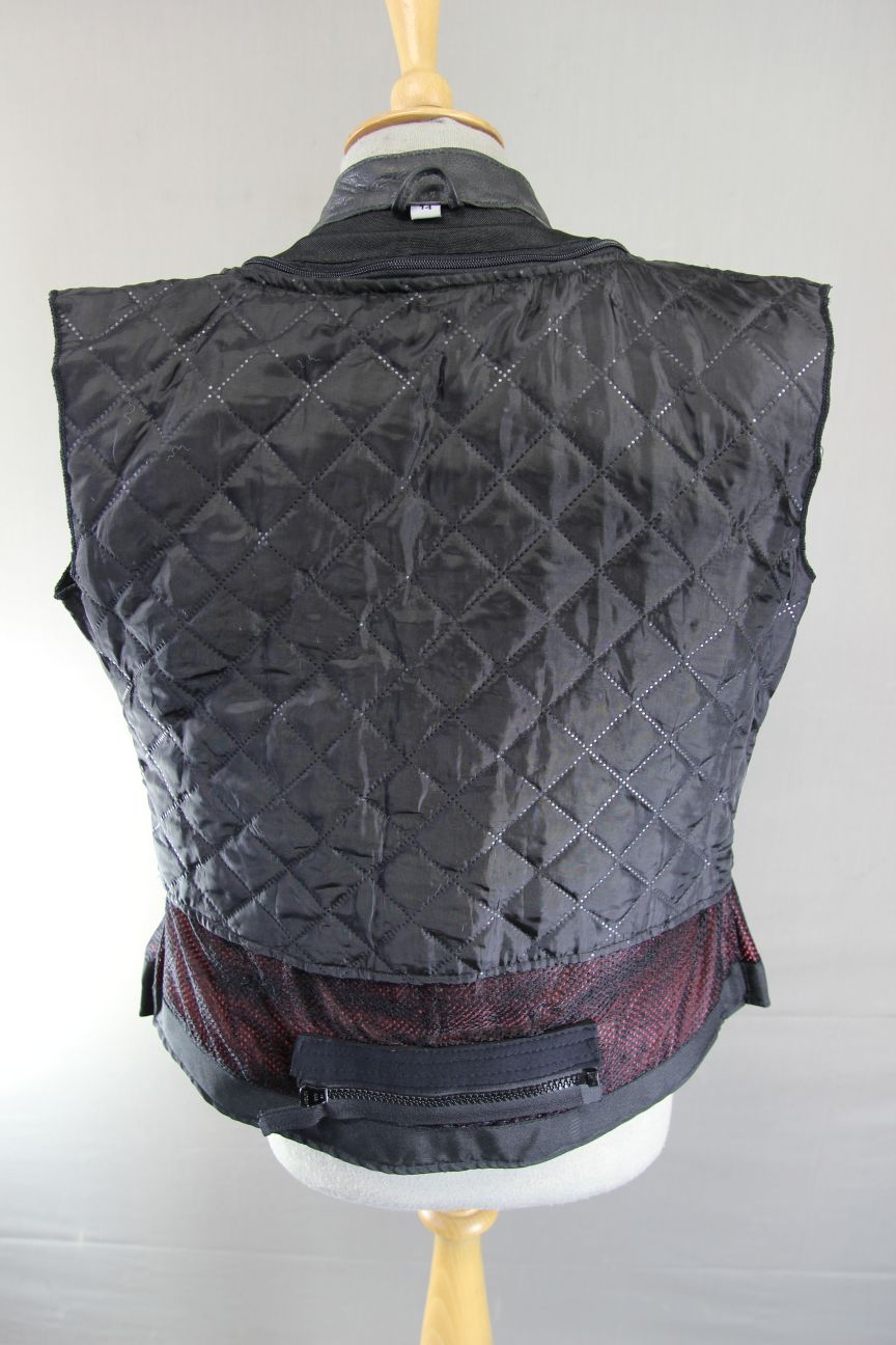 SKINTAN BLACK & SILVER COWHIDE LEATHER BIKER JACKET WITH THERMAL LINING: SIZE 14
