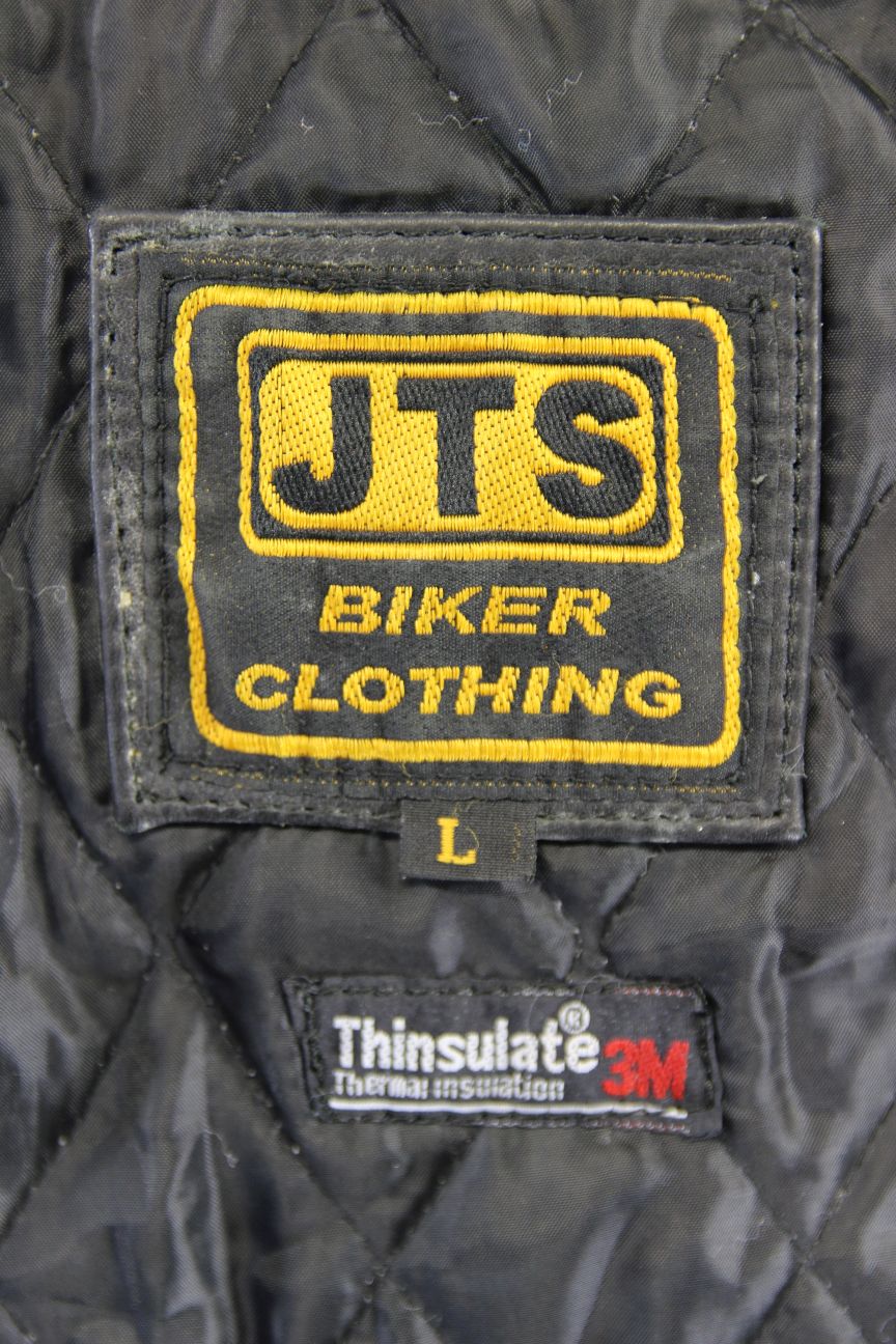 JTS VINTAGE 1970'S STYLE PUNK ROCK BLACK LEATHER RETRO BIKER JACKET 38 IN/LARGE
