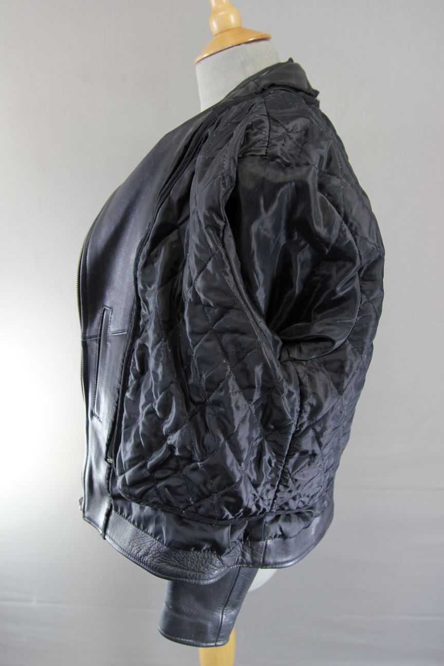 JTS VINTAGE 1970'S STYLE PUNK ROCK BLACK LEATHER RETRO BIKER JACKET 38 IN/LARGE