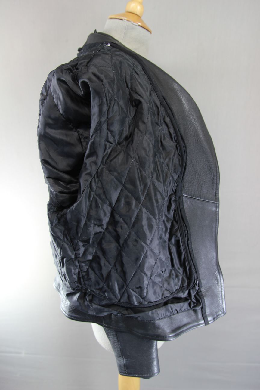 JTS VINTAGE 1970'S STYLE PUNK ROCK BLACK LEATHER RETRO BIKER JACKET 38 IN/LARGE