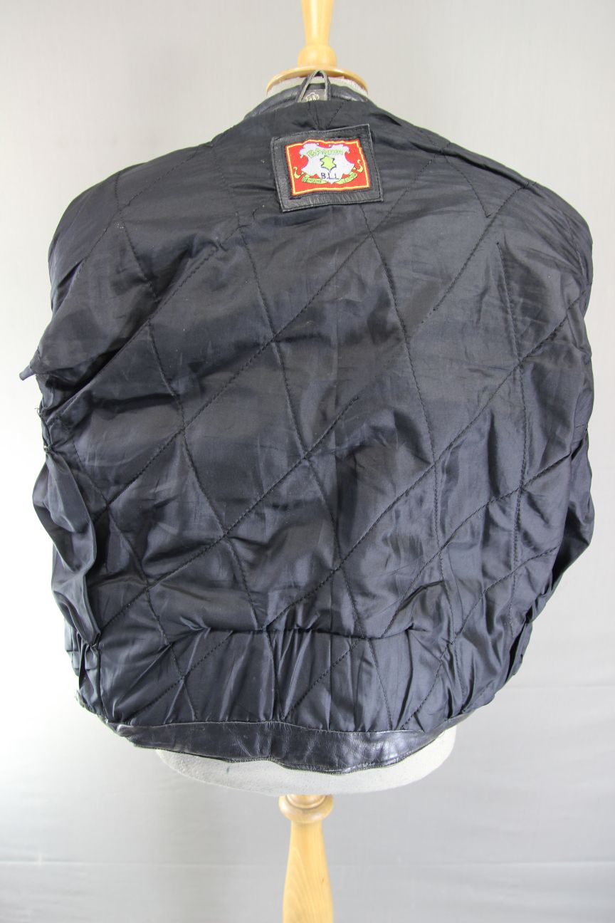 CLASSIC BASHIR BLACK LEATHER BIKER JACKET 42-44 INCH CHEST/LARGE