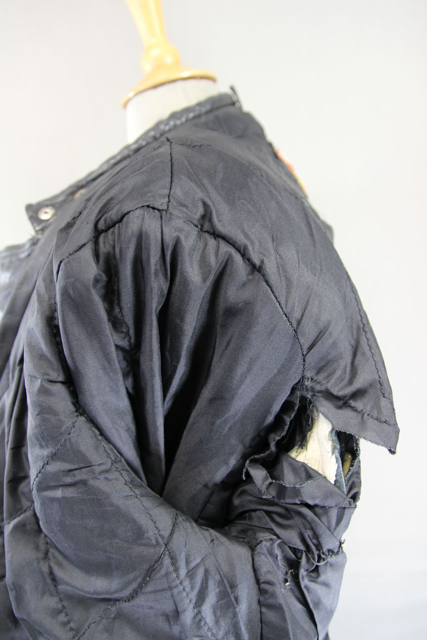 CLASSIC BASHIR BLACK LEATHER BIKER JACKET 42-44 INCH CHEST/LARGE