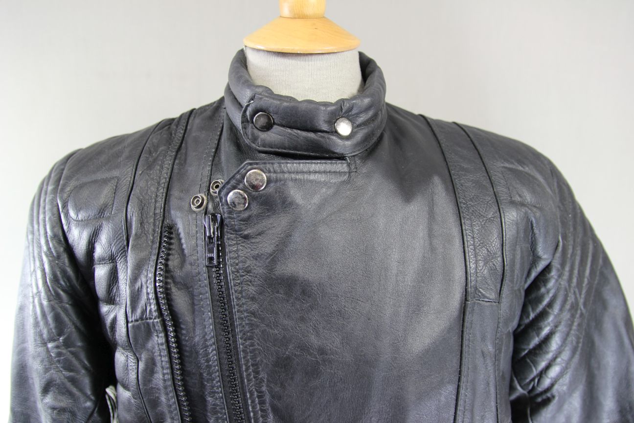 CLASSIC NEKI LEATHERLAND BLACK BIKER JACKET 40-42 INCH CHEST