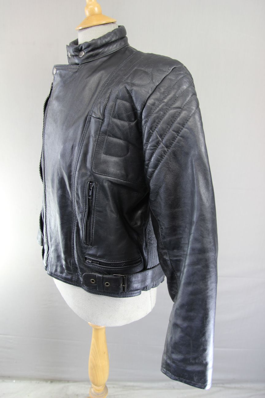 CLASSIC NEKI LEATHERLAND BLACK BIKER JACKET 40-42 INCH CHEST
