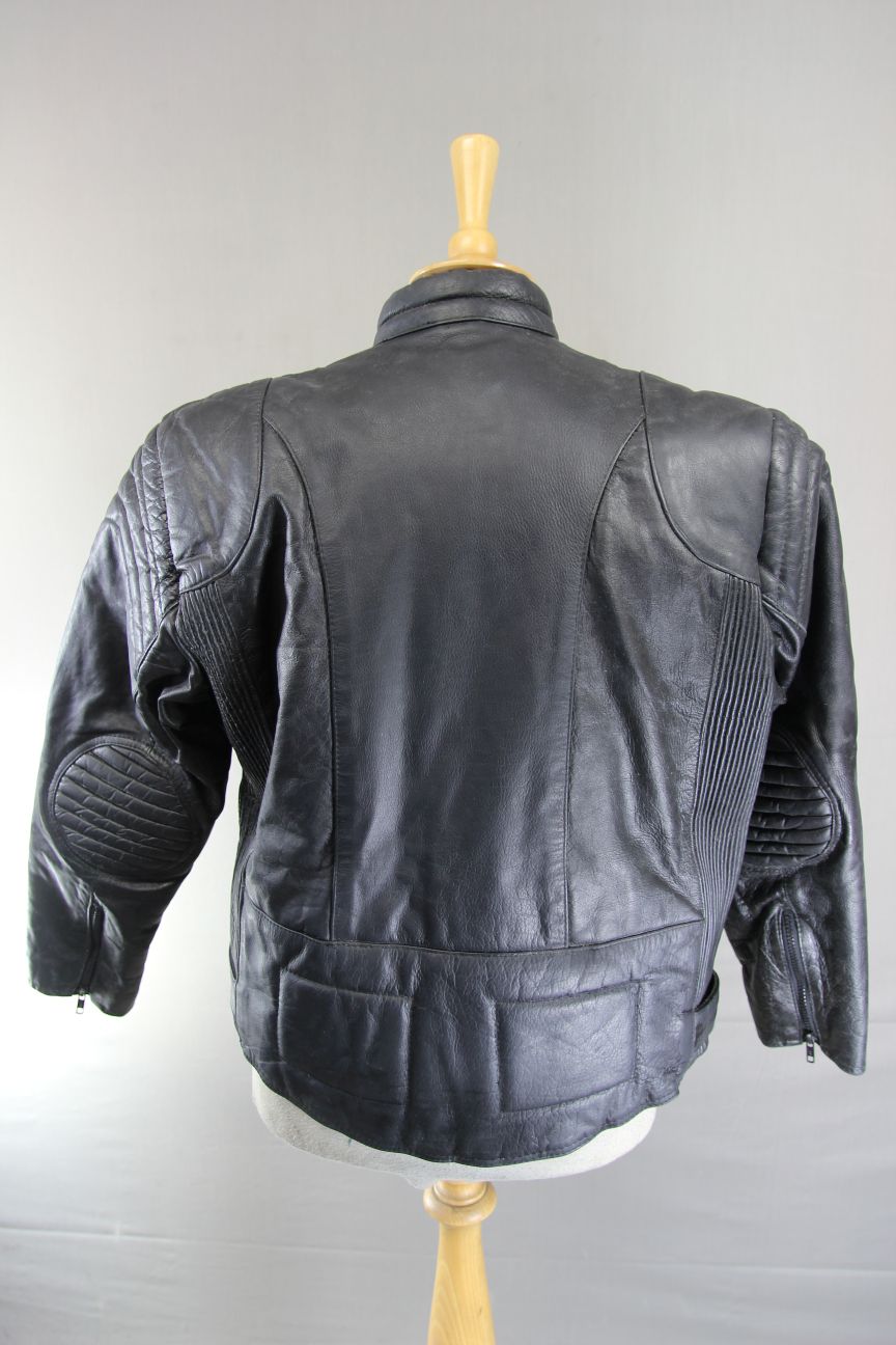 CLASSIC NEKI LEATHERLAND BLACK BIKER JACKET 40-42 INCH CHEST