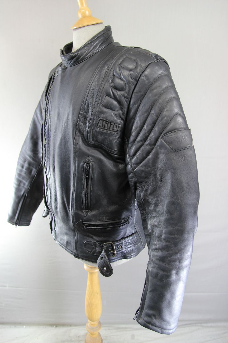 AKITO MERCURY PLUS CLASSIC BLACK LEATHER BIKER JACKET WITH BACK PROTECTOR 42-44"