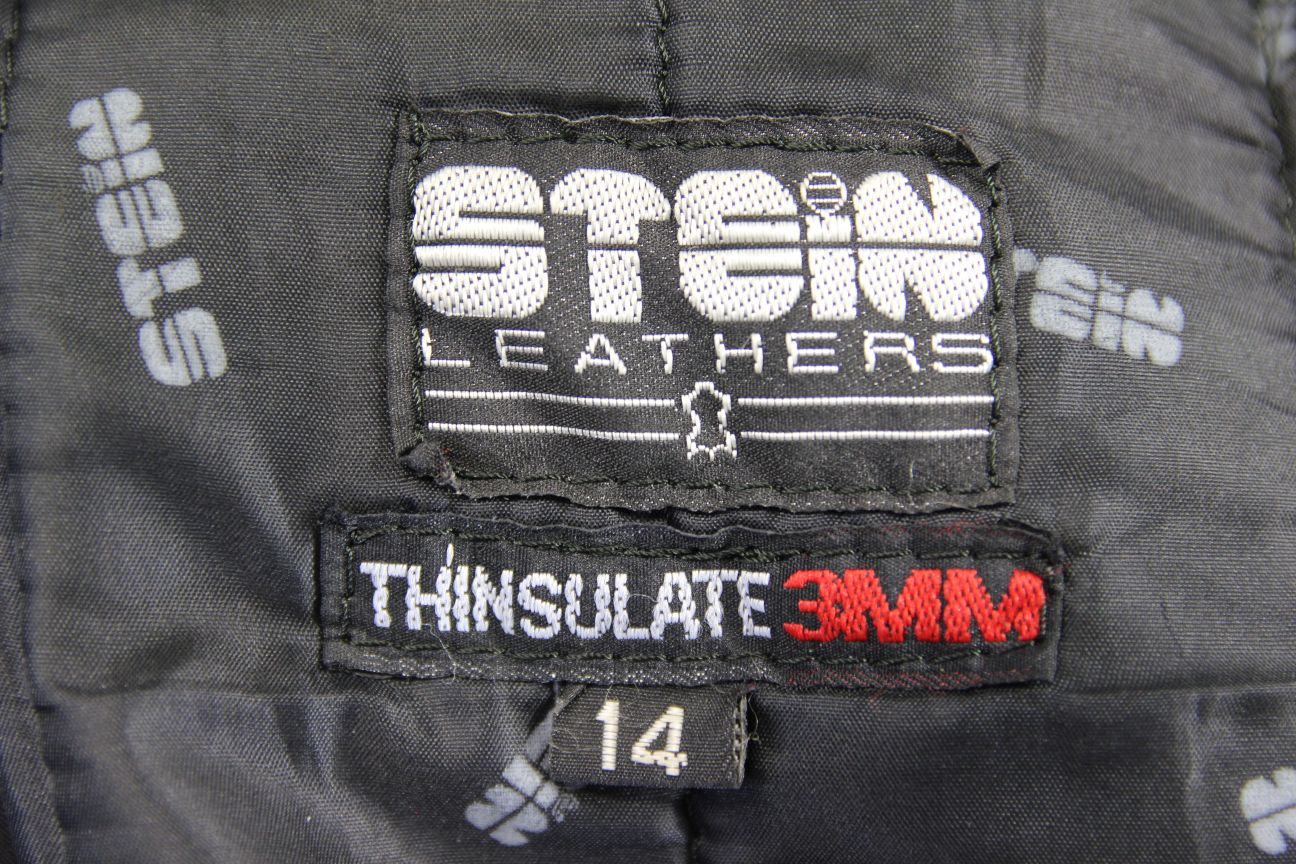 BLACK STEIN LEATHERS BIKER JACKET WITH THERMAL LINING: SIZE 14/36-38 INCH CHEST