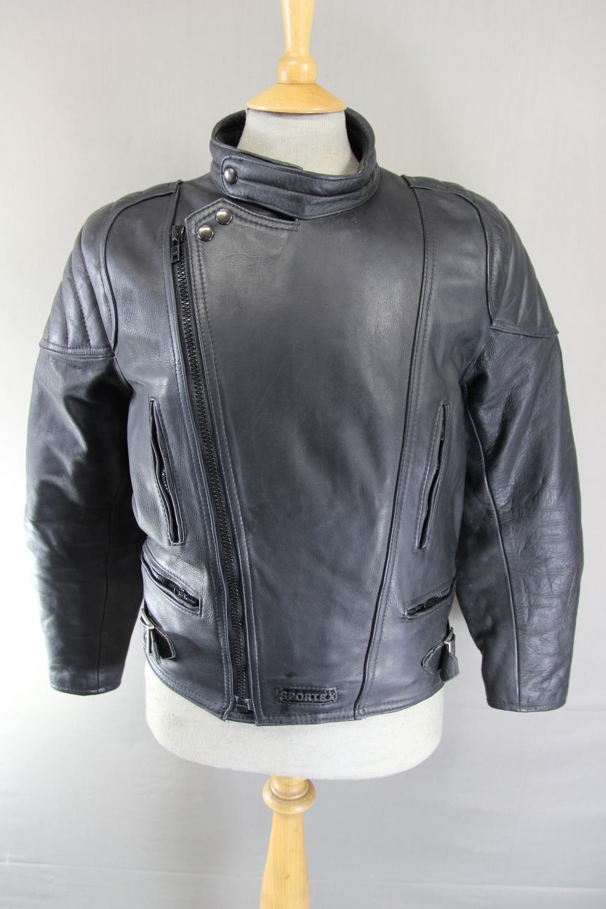 CLASSIC SPORTEX A5 BLACK LEATHER BIKER JACKET 40-42 INCH