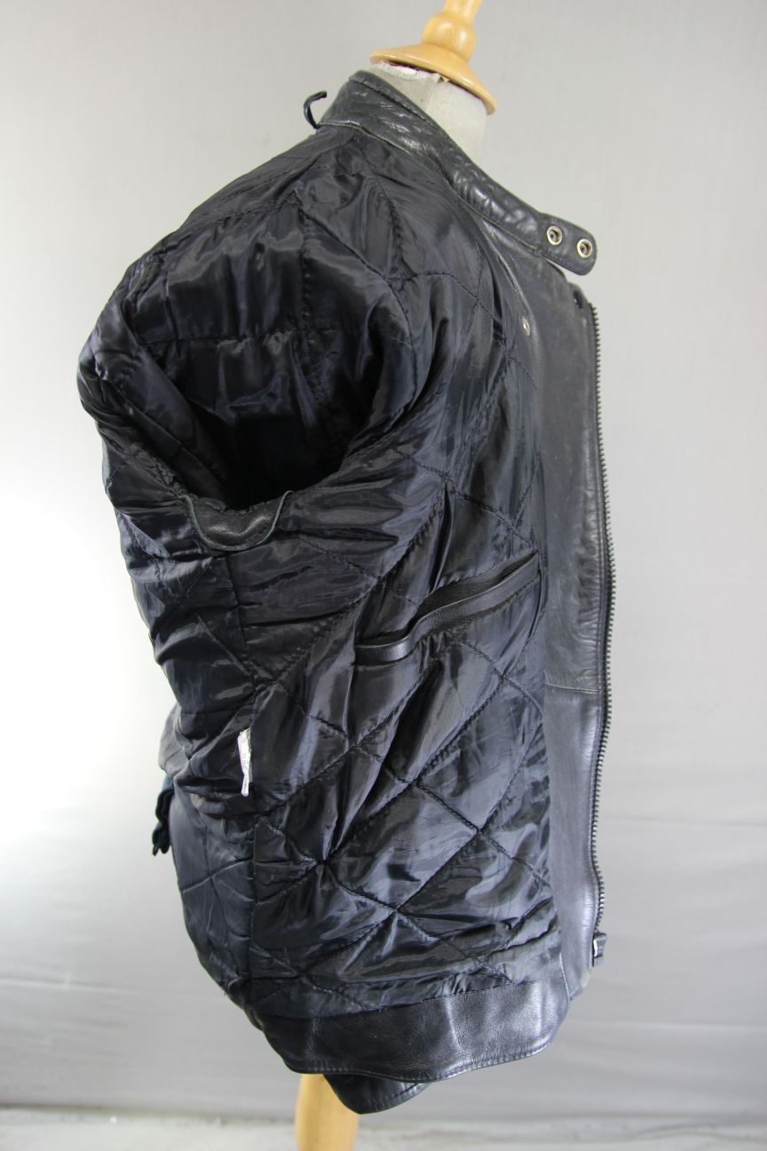 VINTAGE AKITO CLASSIC BLACK LEATHER BIKER JACKET 40 INCH CHEST