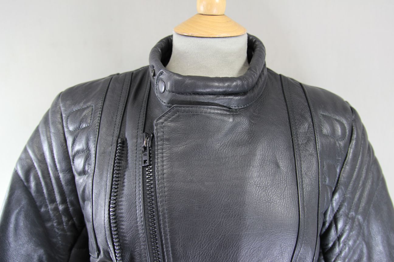 CLASSIC SPORTEX C4 BLACK LEATHER BIKER JACKET 34-36 INCH