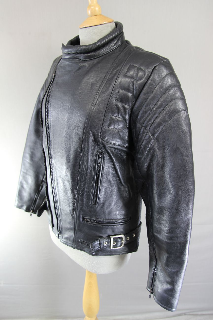 CLASSIC SPORTEX C4 BLACK LEATHER BIKER JACKET 34-36 INCH