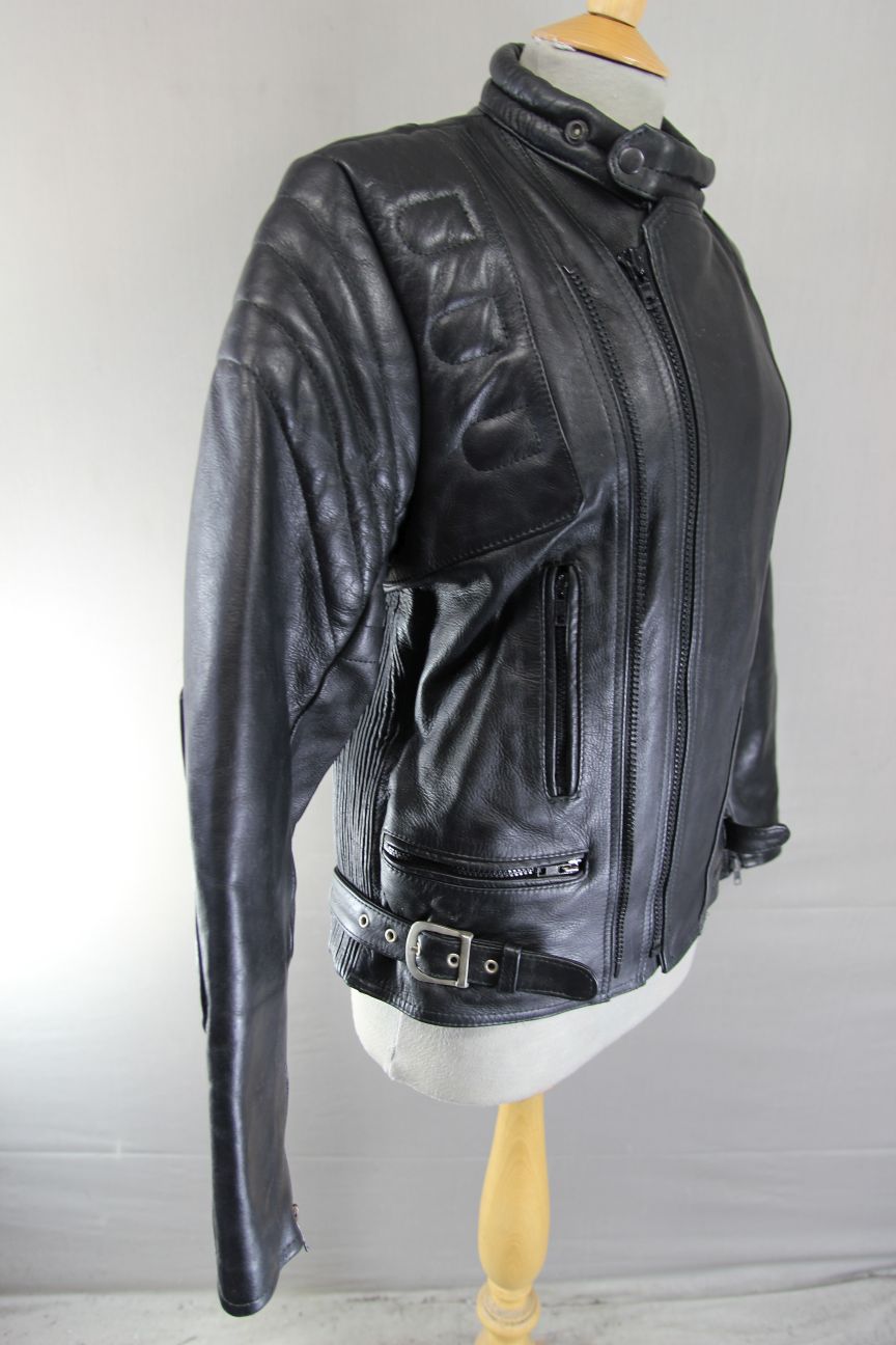 CLASSIC SPORTEX C4 BLACK LEATHER BIKER JACKET 34-36 INCH