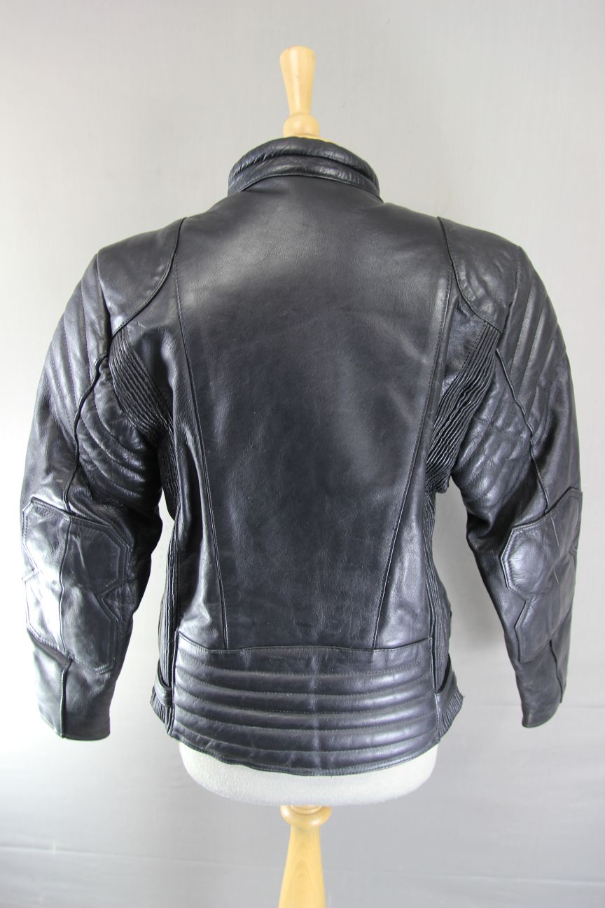 CLASSIC SPORTEX C4 BLACK LEATHER BIKER JACKET 34-36 INCH