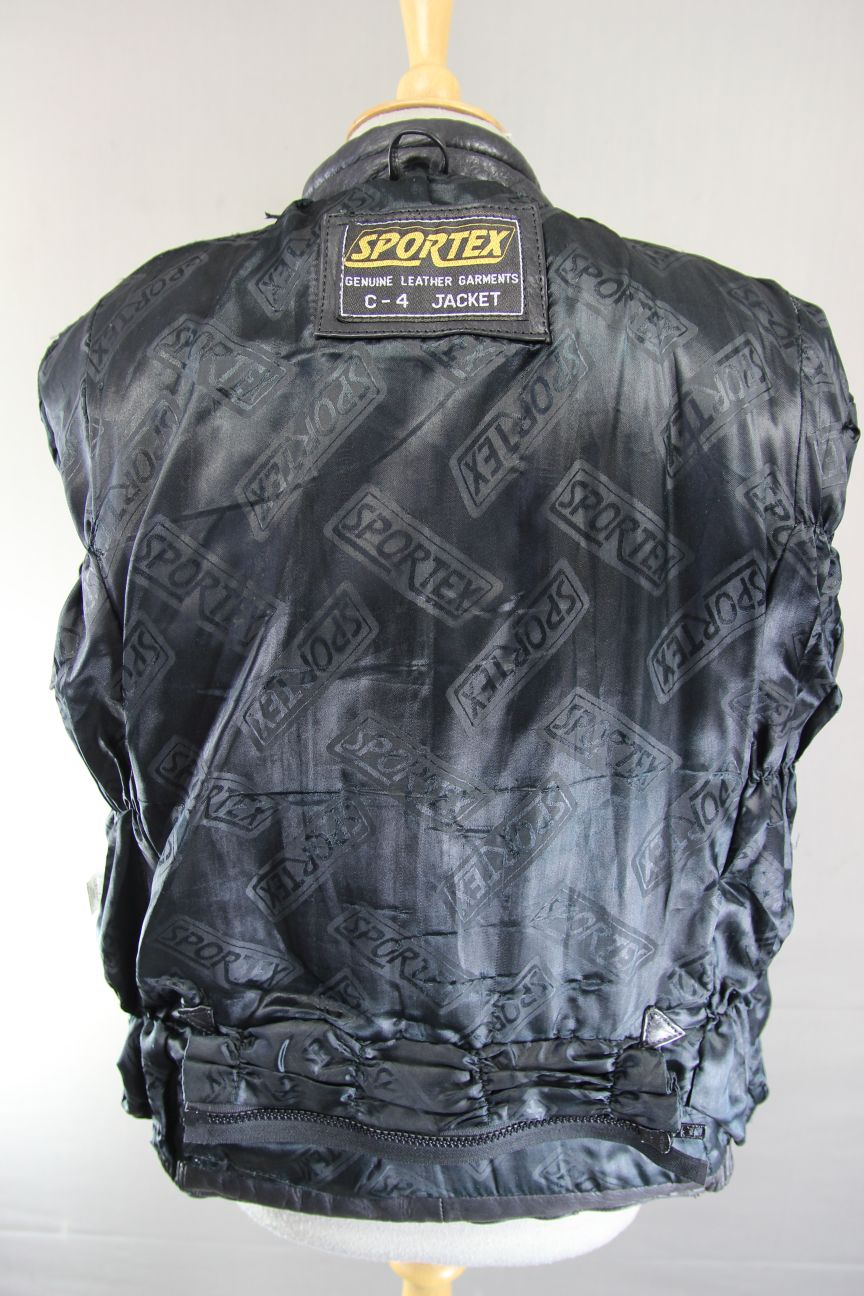 CLASSIC SPORTEX C4 BLACK LEATHER BIKER JACKET 34-36 INCH