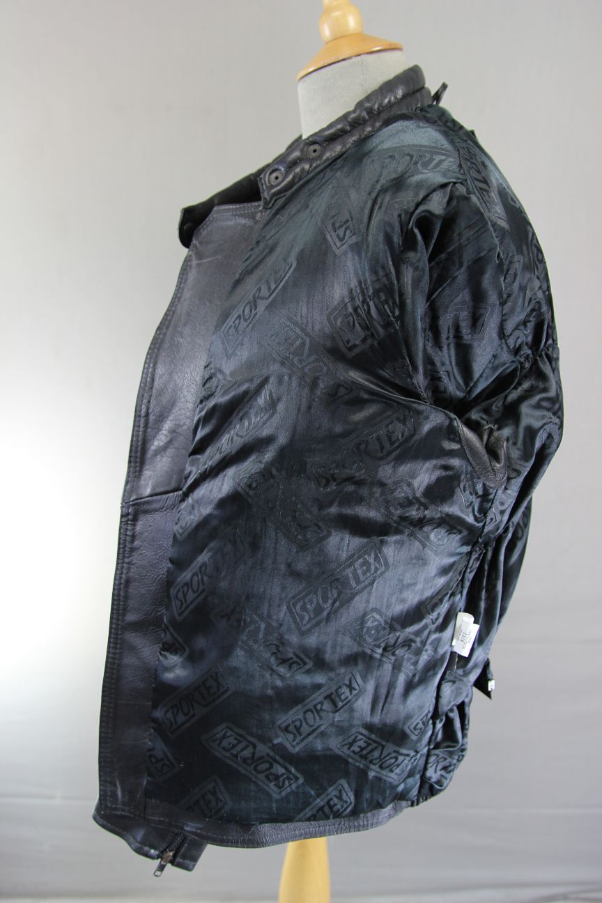 CLASSIC SPORTEX C4 BLACK LEATHER BIKER JACKET 34-36 INCH