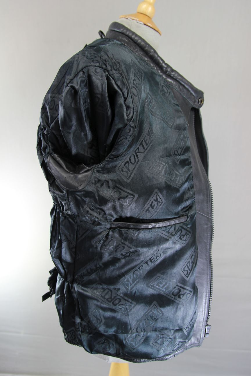 CLASSIC SPORTEX C4 BLACK LEATHER BIKER JACKET 34-36 INCH