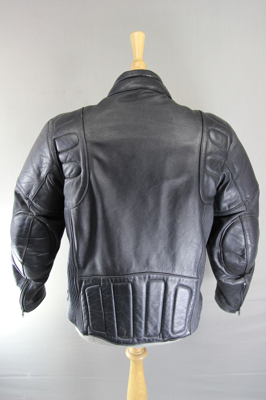 VINTAGE INTERSTATE OF GB CLASSIC BLACK COWHIDE LEATHER BIKER JACKET 38-40 INCH