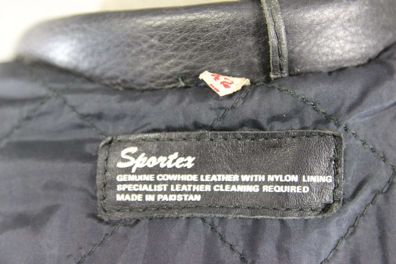 SPORTEX VINTAGE CLASSIC BLACK COWHIDE LEATHER BIKER JACKET 38 INCH