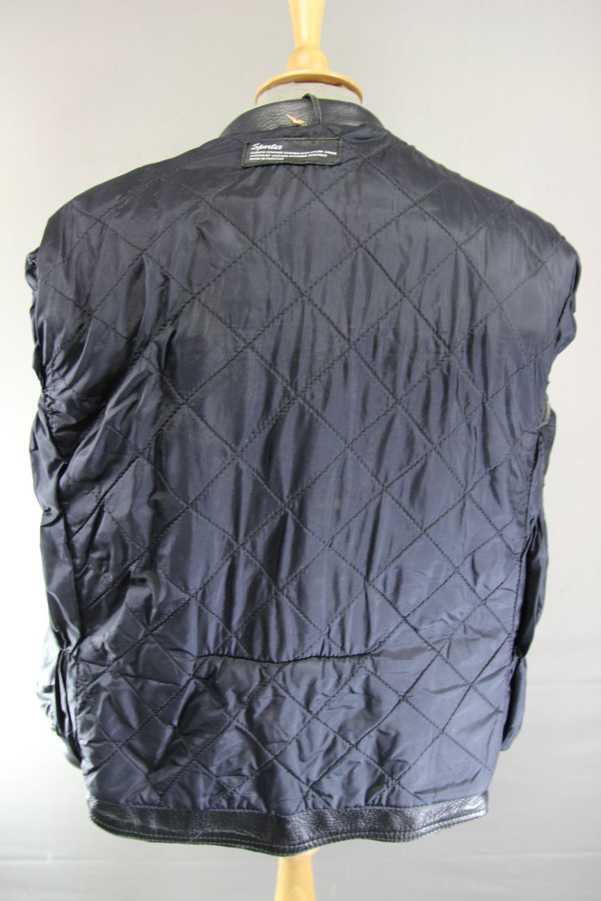SPORTEX VINTAGE CLASSIC BLACK COWHIDE LEATHER BIKER JACKET 38 INCH