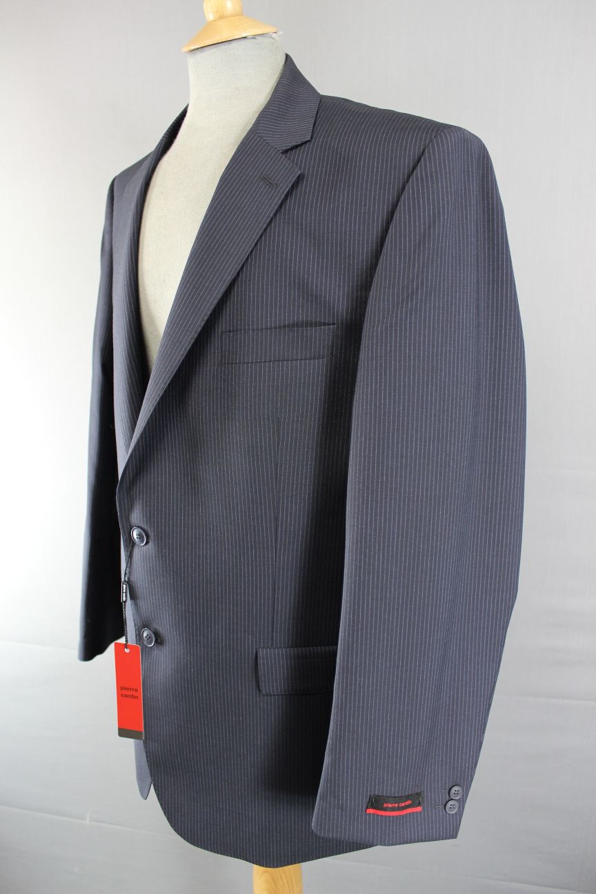 NEW WITH TAGS PIERRE CARDIN PURE WOOL NAVY BLUE PINSTRIPED JACKET 50IN (REG FIT)