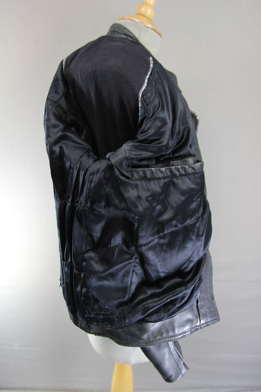 DANNISPORT CLASSIC BLACK COWHIDE LEATHER BIKER JACKET: SIZE 12 34-36 INCH CHEST