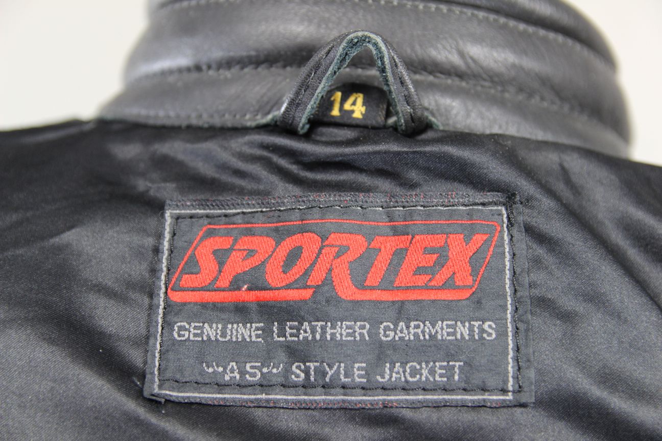 CLASSIC SPORTEX A5 BLACK LEATHER BIKER JACKET: SIZE 14 34 INCH CHEST