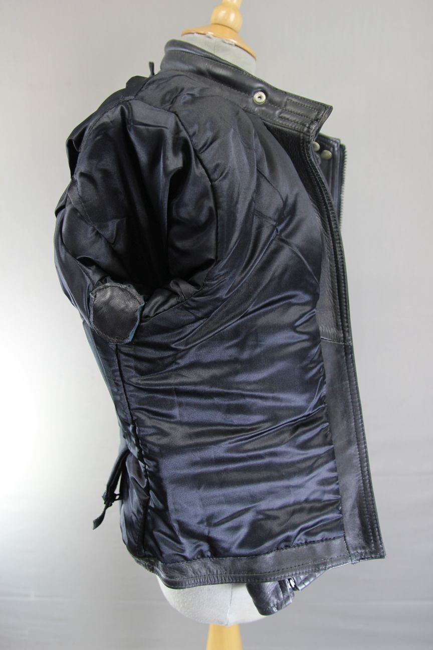 CLASSIC SPORTEX A5 BLACK LEATHER BIKER JACKET: SIZE 14 34 INCH CHEST