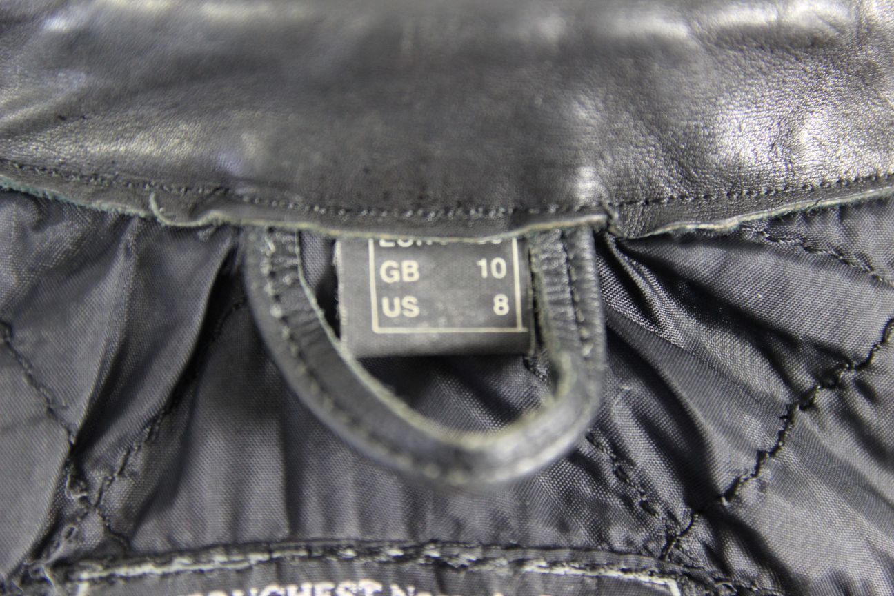 RHINO BRITISH DESIGNED BLACK COWHIDE LEATHER BIKER JACKET + PROTECTORS: SIZE 10