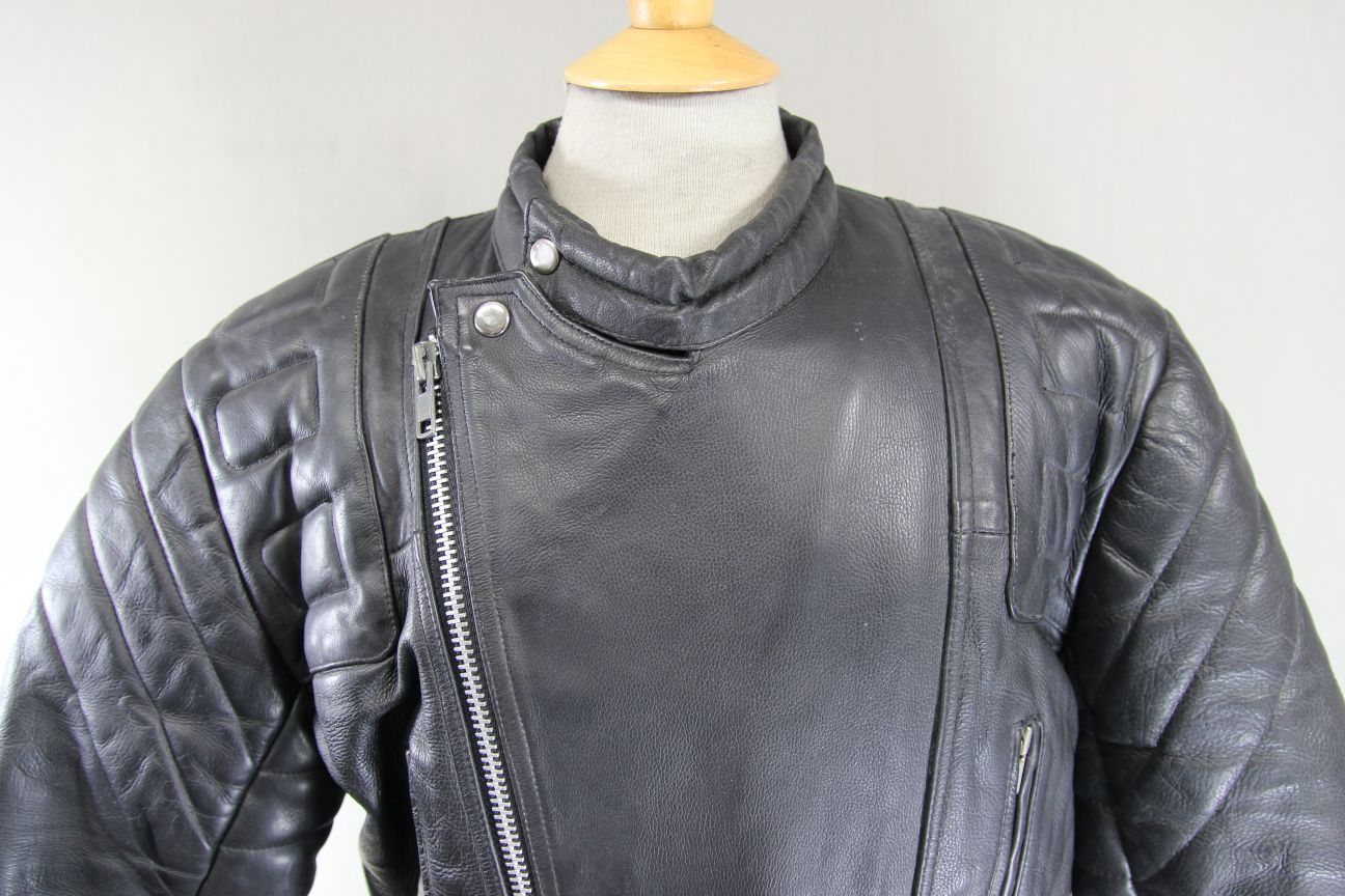 CLASSIC DAPA BLACK LEATHER BIKER JACKET 42-44 INCH