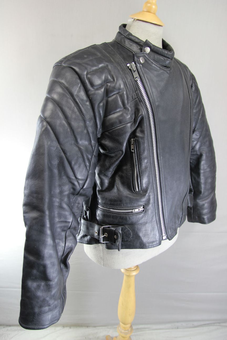 CLASSIC DAPA BLACK LEATHER BIKER JACKET 42-44 INCH