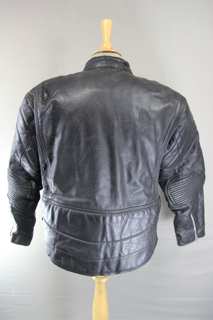 CLASSIC DAPA BLACK LEATHER BIKER JACKET 42-44 INCH