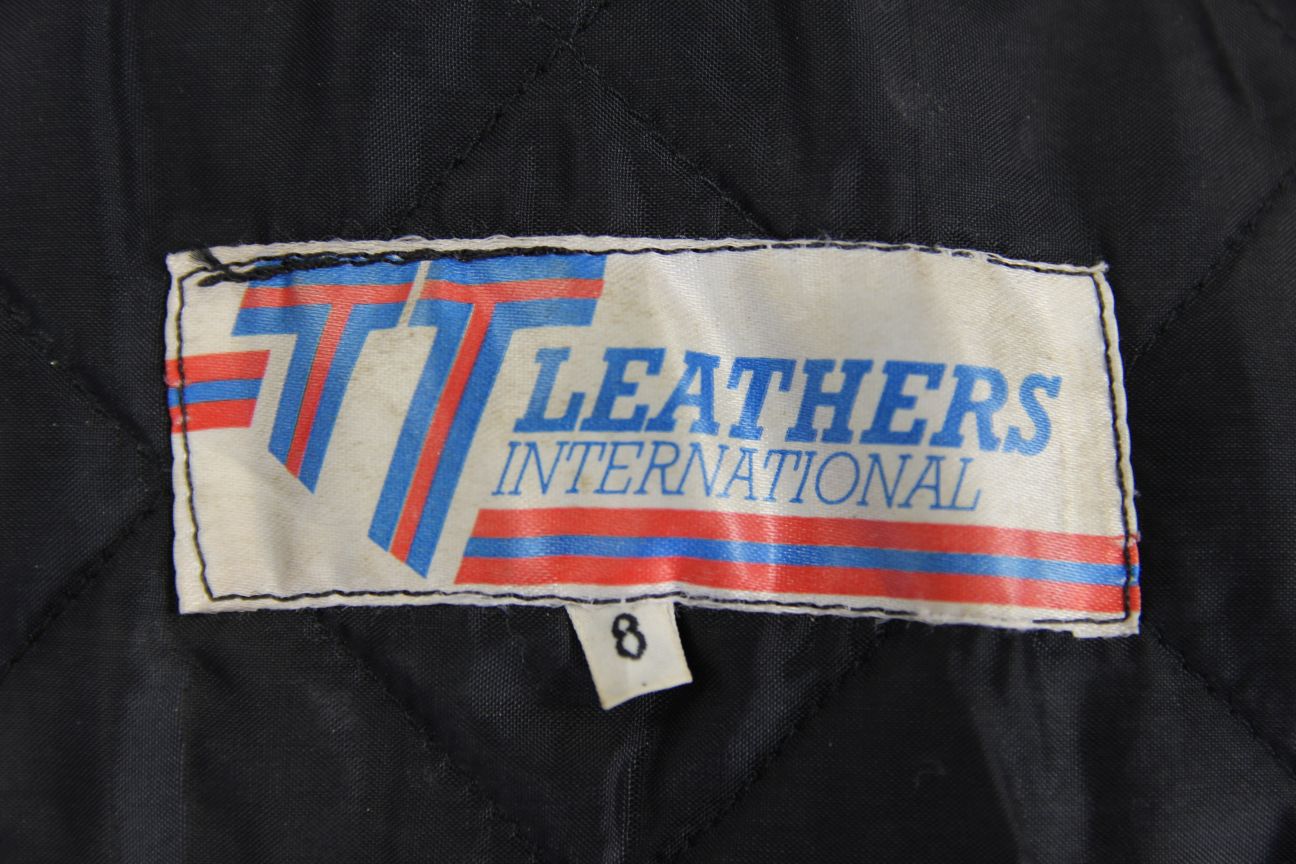 CLASSIC BRITISH MADE BLACK TT LEATHERS INTERNATIONAL BIKER JACKET: SIZE 8