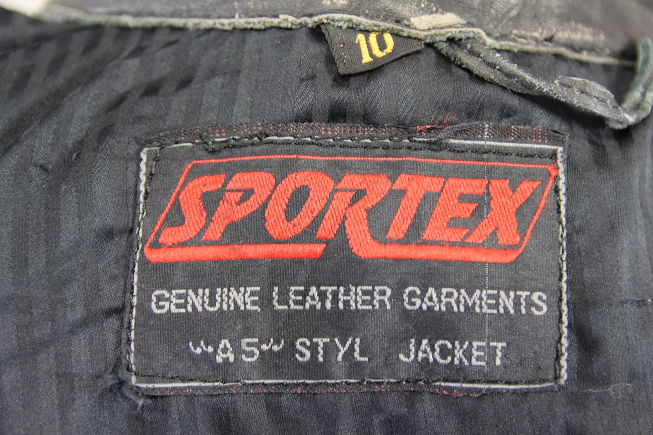 CLASSIC SPORTEX A5 BLACK LEATHER BIKER JACKET: SIZE 10