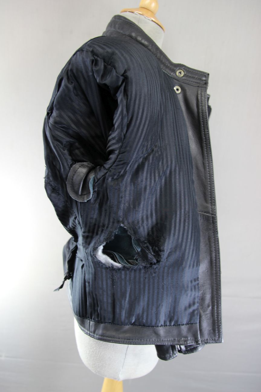 CLASSIC SPORTEX A5 BLACK LEATHER BIKER JACKET: SIZE 10