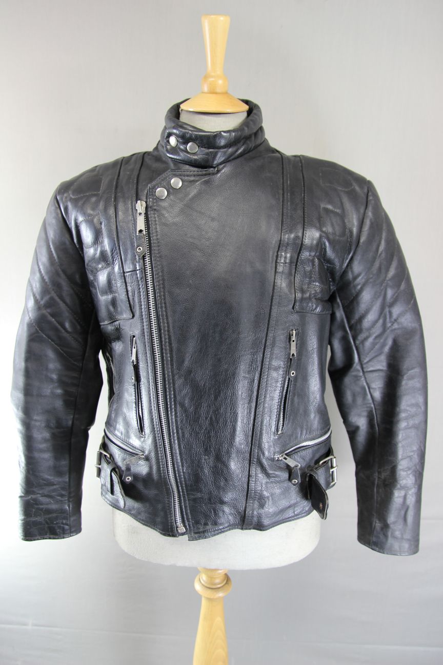 CLASSIC BLL BLACK COWHIDE LEATHER BIKER JACKET 40 INCH CHEST