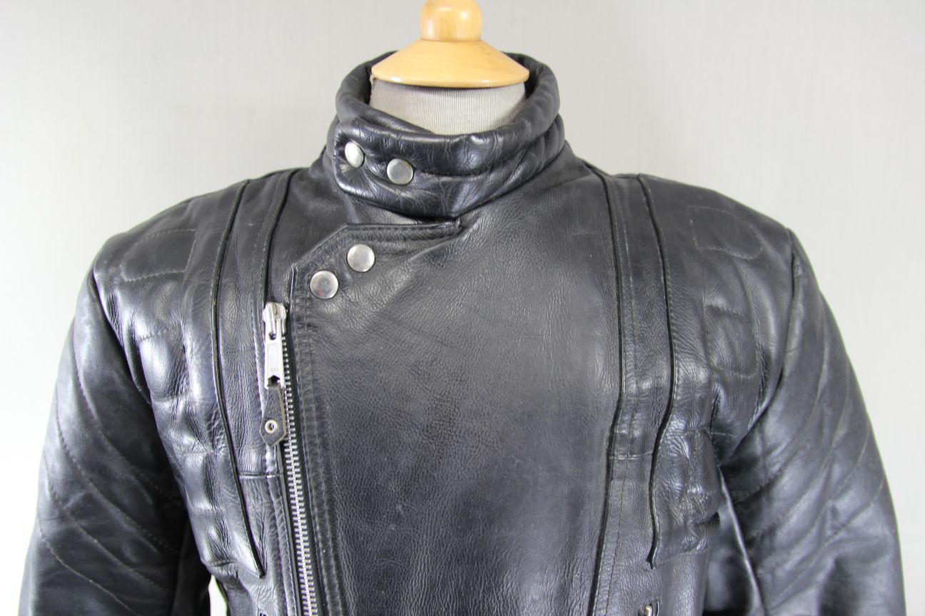 CLASSIC BLL BLACK COWHIDE LEATHER BIKER JACKET 40 INCH CHEST